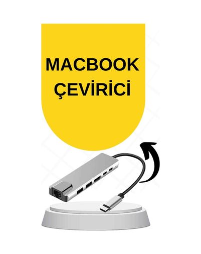 VINTESSY TKNUCZMACBOOKÇEVİRİCİ1MKR Apple Uyumlu Macbook Pro/air Uyumlu Usb Type-C 8 In 1 Hub Dönüştürücü Çevirici Çoklayıcı Usb Hdmı Micro Sd 8 Girişli Akıllı Saat