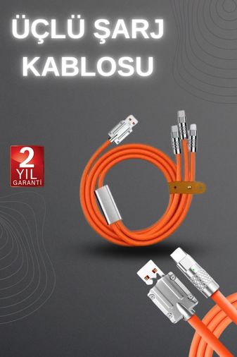 VINTESSY TKNUCZS219KABLO3MKR 120W Hızlı Şarj Kablosu Turuncu Yüksek Güç Kapasitesi Çoklu Şarj Girişi Standart