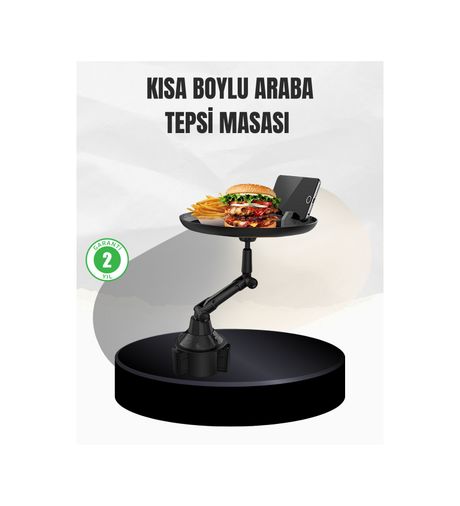 VINTESSY TKNUCZZZARABAMASA-4MKR Universal Araç İçi Bardaklık Tepsisi 9 İnç Yemek Alanı Ve Telefon Standlı Akıllı Saat