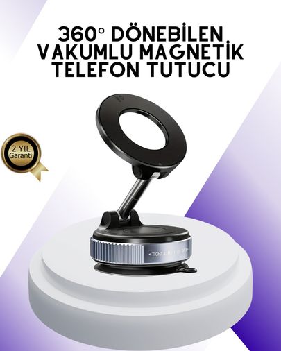 VINTESSY TKNUCZZZK007VAKUMLUTELEFONTUTUCUMKR Manyetik Araç Telefon Tutucu 360 Derece Dönebilen Vakumlu Stand Akıllı Saat
