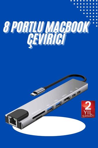 VINTESSY TKNUCZZZZMACBOOKÇEVİRİCİİİİİİİ Usb Type-C Hub Dönüştürücü Çevirici Çoklayıcı Apple Uyumlu Macbook Çevirici 8 Portlu Akıllı Saat