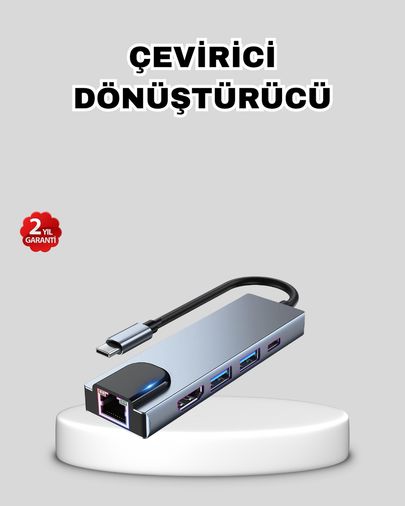 VINTESSY TKNXUCZZZMACBOOKÇEVİRİCİMKR Type-C Çoklu Dönüştürücü Alüminyum Gövde, Hızlı Veri Aktarımı Ve Şarj Desteği Akıllı Saat