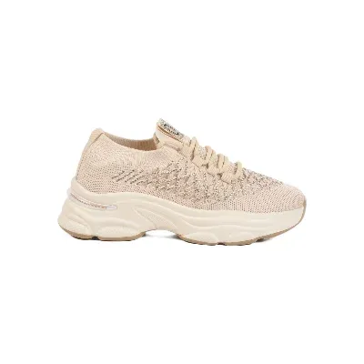 Voyager Krem Triko Örme Anatomik Kadın Sneaker