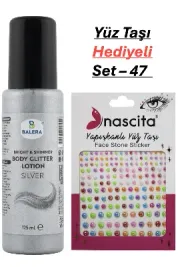 Vücut Losyonu Gümüş Simli 125 ml & Yüz Taşı Hediyeli-47