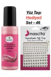 Vücut Losyonu Pembe Simli 125 ml & Yüz Taşı Hediyeli-46