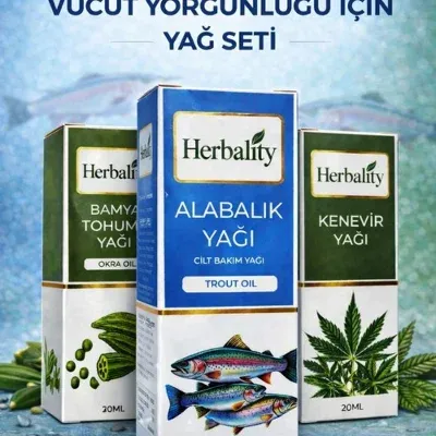Vücut Yorgunluğu İçin Yağ Seti ( Bamya Tohumu Yağı & Alabalık Yağı & Kenewir Yağı)