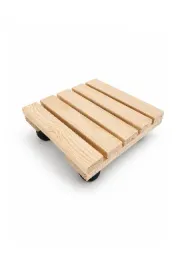 Vuud Ahşap Tekerlekli Damacana Altlığı ve Saksı Altlığı 25X25 Cm, Masif Ahşap, Damacana Stantı
