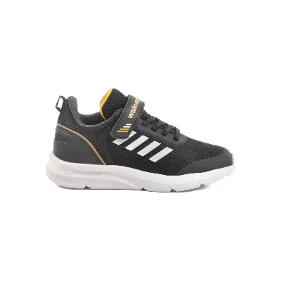 Walkway Siyah Beyaz Cırtlı Unisex Çocuk Spor Ayakkabı