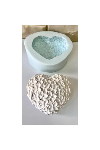 WAMMOLDS çiçeklibüyükkalpsk Çiçekli Büyük Kalp Silikon Kalıp