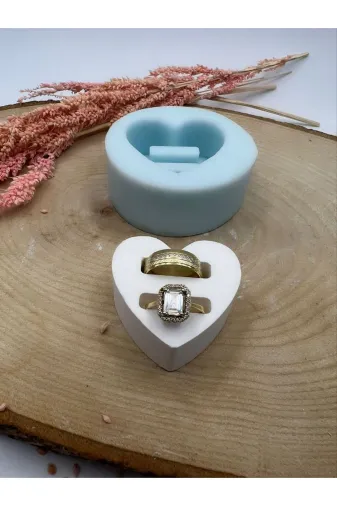 WAMMOLDS ikilikalpyüzükstandısk İkili Kalp Yüzük Standı Silikon Kalıp