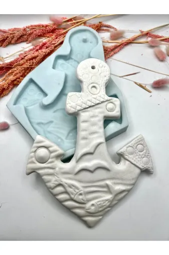 WAMMOLDS TYCTI9OF0N171065456074901 Dekoratif Balık Desenli Çapa Silikon Kalıp