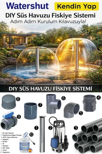 WATERSHUT Wcandiy Kendin Yap Bahçe Su Çanı Süs Havuzu Fıskiye Sistemi (Diy)