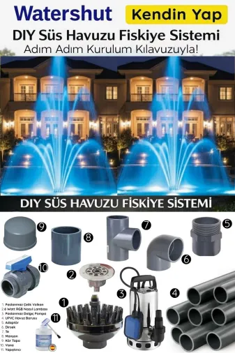 WATERSHUT Wvolkandiy Kendin Yap Bahçe Volkan Süs Havuzu Fıskiye Sistemi (Diy)