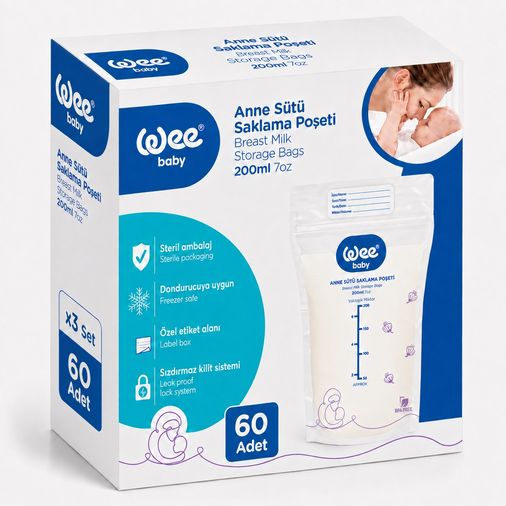 Wee Baby Anne Sütü - Süt Saklama Poşeti 20 Li Pk (Dondurucuya Uygun) (3 Lü Set)