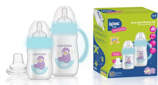 Wee Baby Nanninom Geniş Ağızlı Biberon Seti 0-6 Ay (İçeriği 3 Parça)