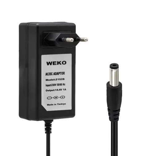Weko 14.4 Volt - 1 Amper 5.5*2.5 Uçlu Plastik Işıklı Kasa Priz Tip Adaptör