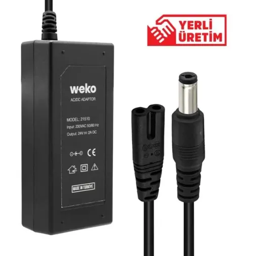 Weko 24 Volt - 2 Amper Plastik Kasa Masaüstü Adaptör 5.5 X 2.5 Uç