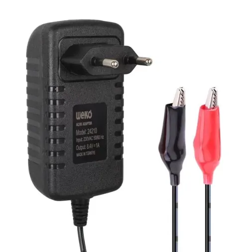 Weko 7.2 Volt - 1 Amper Krokodil Uçlu Priz Tipi Yerli Üretim Akü Şarj Adaptörü