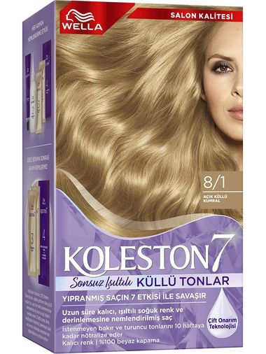 wella koleston 8/1kit Supreme Kit 8/1 Açık Küllü Kumral Saç Boyası