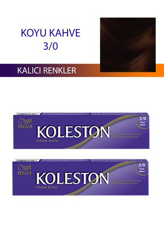 wella koleston RT-RYL-4KLT407-30 2 Adet Single Tüp Boya Saç Boyası Koyu Kahve 3/0