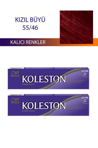 wella koleston RT-RYL-4KLT418-5546 2 Adet Single Tüp Boya Saç Boyası Kızıl Büyü 55/46