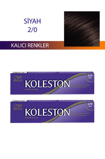 wella koleston RT-RYL-4KLT425-20 2 Adet Single Tüp Boya Saç Boyası Siyah 2/0
