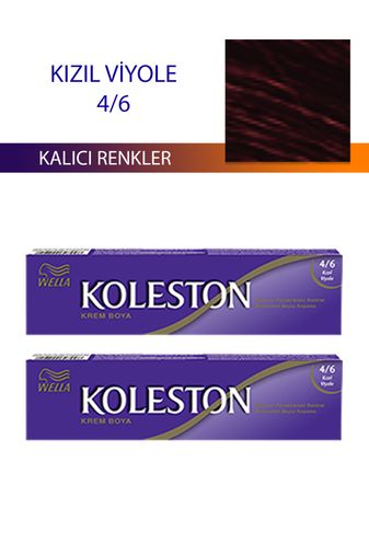 wella koleston RT-RYL-4KLT427-46 2 Adet Single Tüp Boya Saç Boyası Kızıl Viyole 4/6
