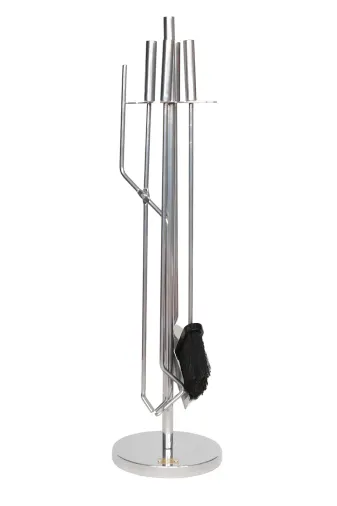 WOODSHUT SGSS-38044 5 Li Lüx Ithal İnox Yuvarlak Tabanlı Şömine - Soba Maşa Takımı Aksesuar Seti