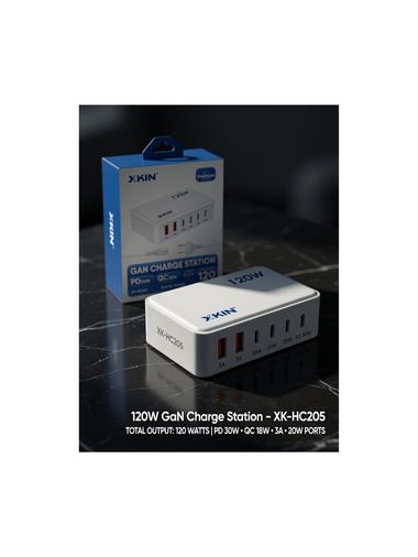 Xkin 120W Gan Şarj Istasyonu Usb & Type-C Çoklu Çıkış Hızlı Ve Güvenli Şarj