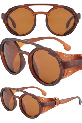 XTLL245473-01 Unisex Retro Steampunk Yuvarlak Güneş Gözlüğü