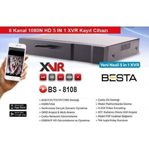 XVR 8 Kanal Kamera Kayıt Cihazı KD-8108