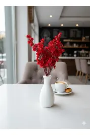 yapay çiçek evi 1 adet 5 dallı kırmızı badem çiçeği ev vazo dekor aranjman