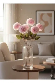 yapay çiçek evi 1 adet pembe kartopu çiçeği ev vazo dekor süsü öğretmenler günü