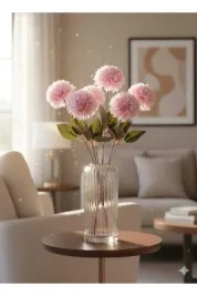 YASİMA 1 adet pembe krizantem 40 cm 7 dallı dv vazo dekor YILBAŞI ve özel gün