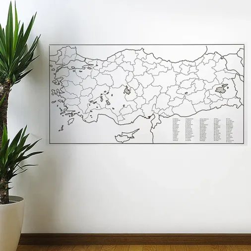 Yazılabilir Türkiye Haritası Manyetik Duvar Stickerı 110 x 56 cm (4745)