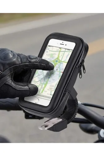 YAZLİNE GLOBAL UCZZZT52MOTORTUTUCU-2 360 Derece Döner Su Geçirmez Bisiklet Telefon Tutucu Gidon Montaj Standı
