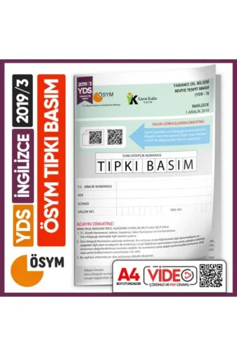 YDSTıpkı2019/3 Yds 2019/3 Ösym Tıpkı Basım Çıkmış Soru Deneme Kitapçığı Video Çözümlü Türkiye Geneli