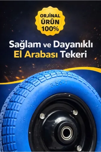 YENAL 1 Profesyonel Patlamaz Yeni Nesil Pu El Arabasi Tekeri Saglam Uzun Ömürlü Rulman Bilyali Çap: 350 Mm