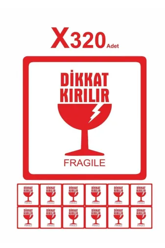 YGNPLUS Etckdkkt Dikkat Kirilir Etiketi 6X6 320 Adet