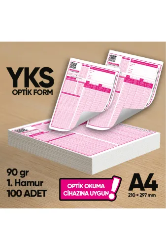 YKSMSÜoptik100FRM4052 Yks-Msü Deneme Sınavları İçin 100 Adet (90.gr) Optik Form - Optik Okuma Uyumlu