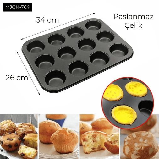 YNT İthalat AKH-MJGN-764 12 Gözlü Kek Kalıbı