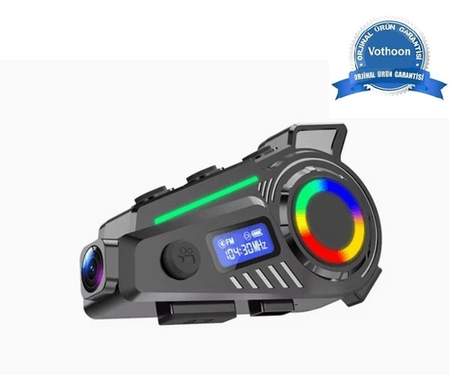 YNT İthalat EM-k19 K19 Kameralı Motosiklet Kask Bluetooth Kulaklık Su Geçirmez Intercom Radyolu Hafıza Kartlı