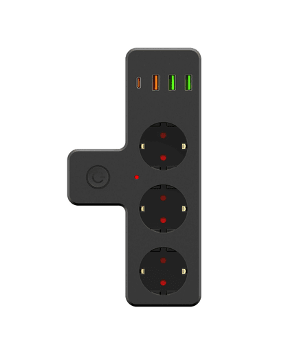 YNT İthalat EM-priz4 Ftr-12 Termal Akım Korumalı Isıya Dayanıklı 3’Lü Priz 3X Usb 1X Type-C