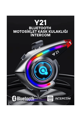 YNT İthalat EM-Y21 Y21 Rgb Işık Efektli Intercom Bluetooth Motosiklet Kask Kulaklığı Intercom Kulaklık