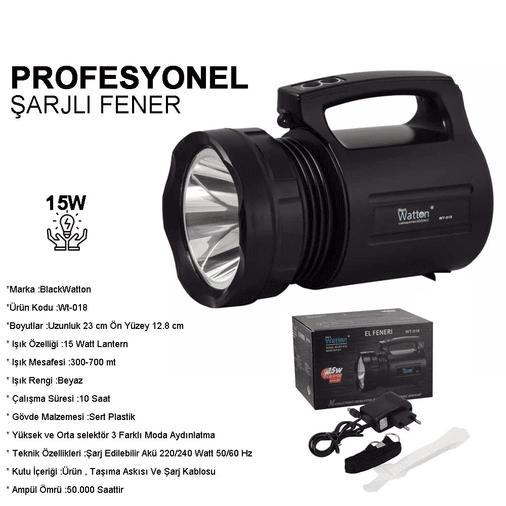 YNT İthalat GF-GUVF-394 Wt-018 Profesyonel Büyük Avcı Feneri