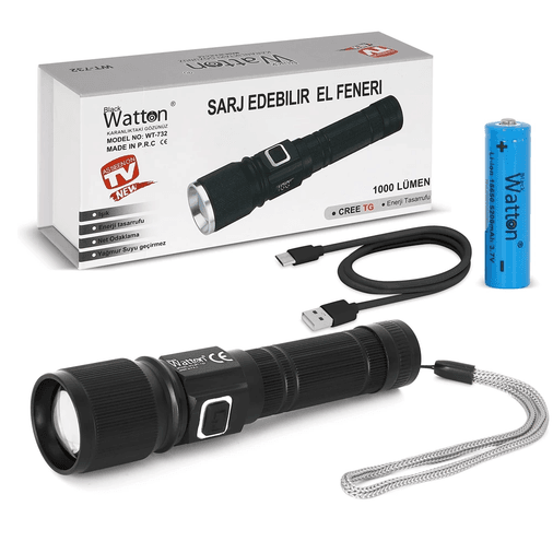 YNT İthalat GF-GUVF-618 Cree Tg Led 1000 Lümen Göstergeli Fonksiyonel El Feneri  Wt-732