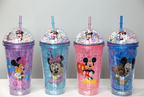 YNT İthalat KH-ALK3147 Sevimli Mickey Mouse Işıklı Pipetli Boncuklu Suluk & Bardak 400 Ml Alk3147