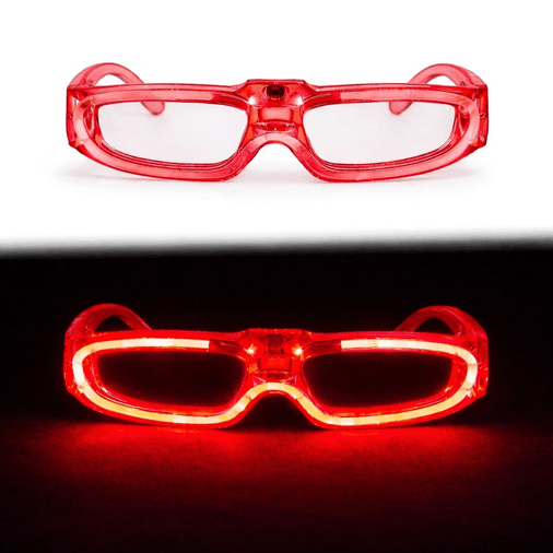 YNT İthalat SM-F008-K Kırmızı Led Işıklı Parti Gözlüğü 3 Modlu – Glow  Gece Eğlence Gözlüğü