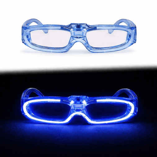 YNT İthalat SM-F008-M Mavi Led Işıklı Parti Gözlüğü 3 Modlu – Glow  Gece Eğlence Gözlüğü
