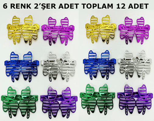 YNT İthalat SM-SMR-B188-12 Vegas Casino Kupa Sinek Temalı Parti Gözlüğü 6 Renk 12 Adet